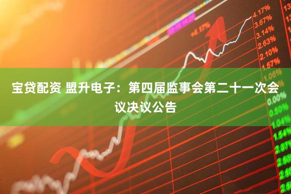 宝贷配资 盟升电子：第四届监事会第二十一次会议决议公告